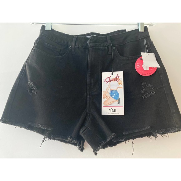 YMI Pants - NWT YMI Distressed Black Jean Shorts Juniors Sz 9